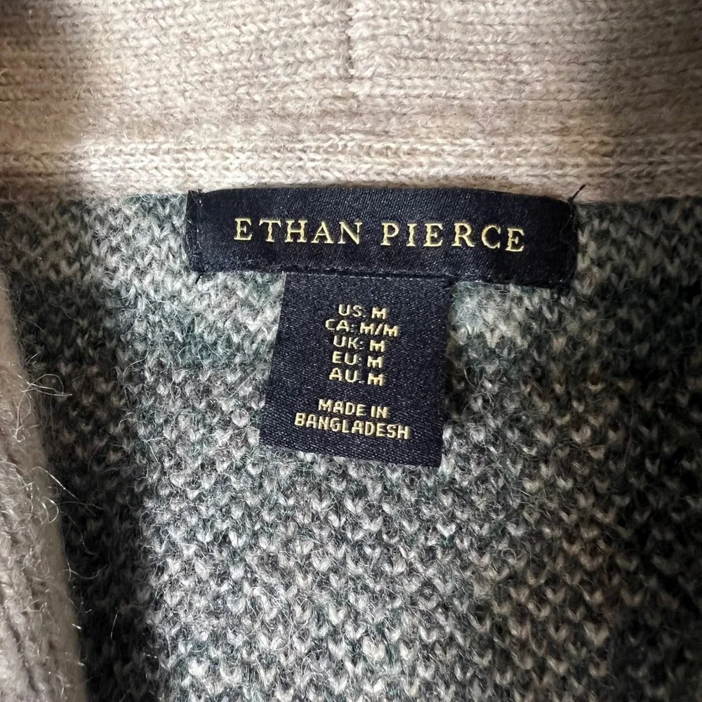 Ethan Pierce Mens Medium Shawl Collar Southwestern Aztek Wool Blend Cardigan